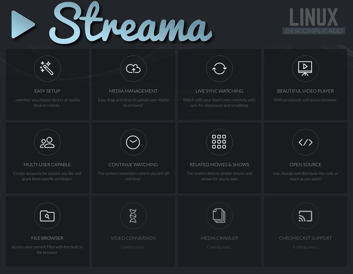 Streama-funcionalidades-linuxdescomplicado